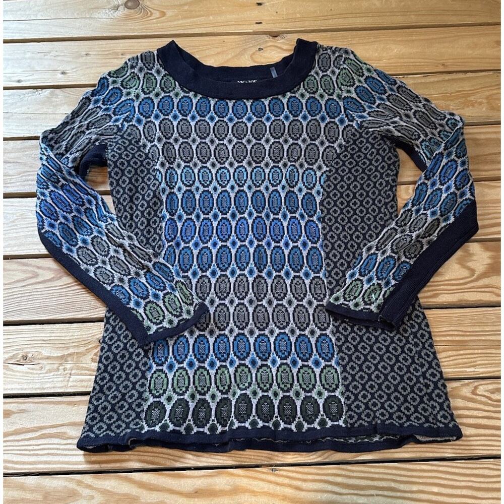 Nic + Zoe Patterned Pullover Sweater Size Medium Women’s Navy - Picture 1 of 7